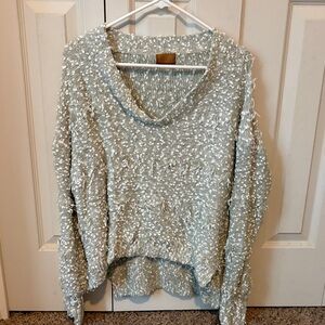 POL Speckled Cowl Neck Sweater in Light Green